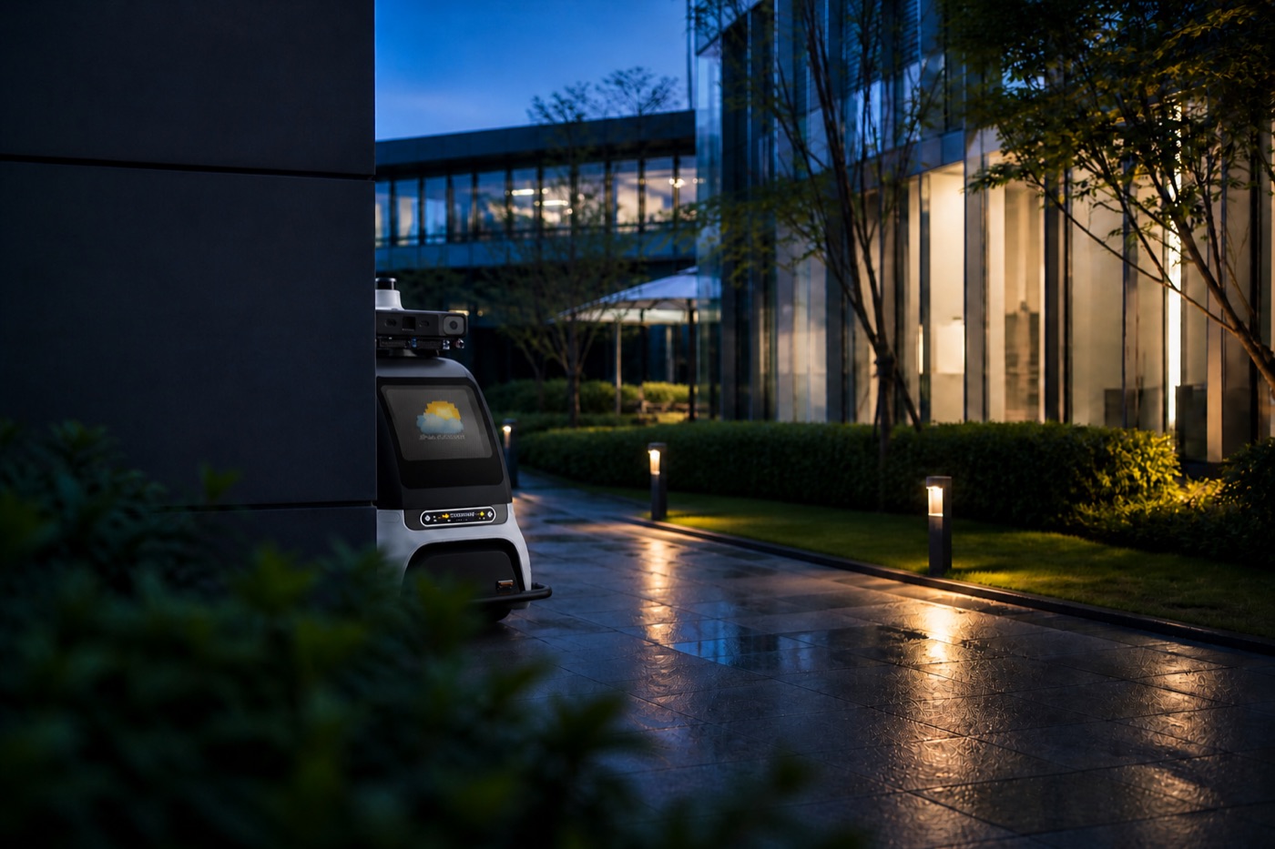 Partial front view of autonomous security technology
